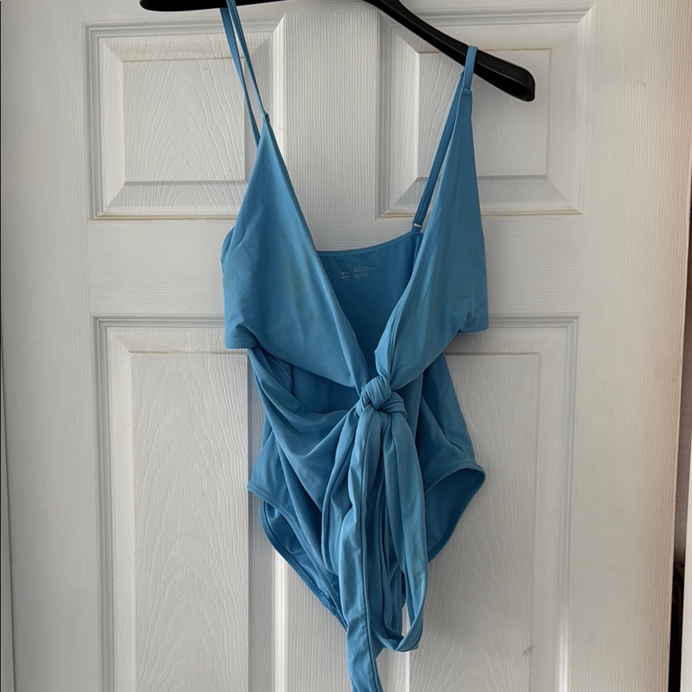 Blue Tie-Front Swimsuit